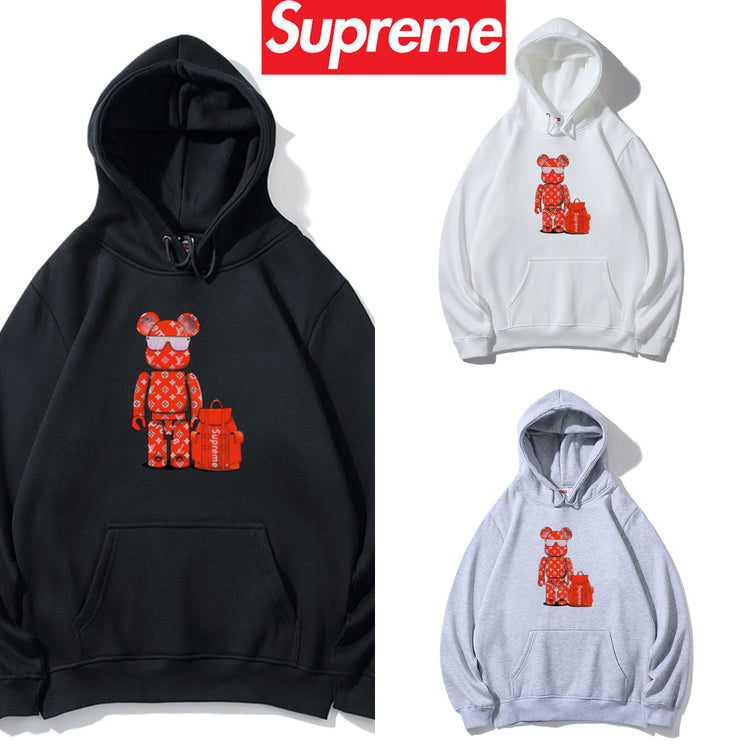 シュプリーム ×ルイヴィトンブラック、ホワイト、グレーのコラボレーションプリントフーディーM-XXL