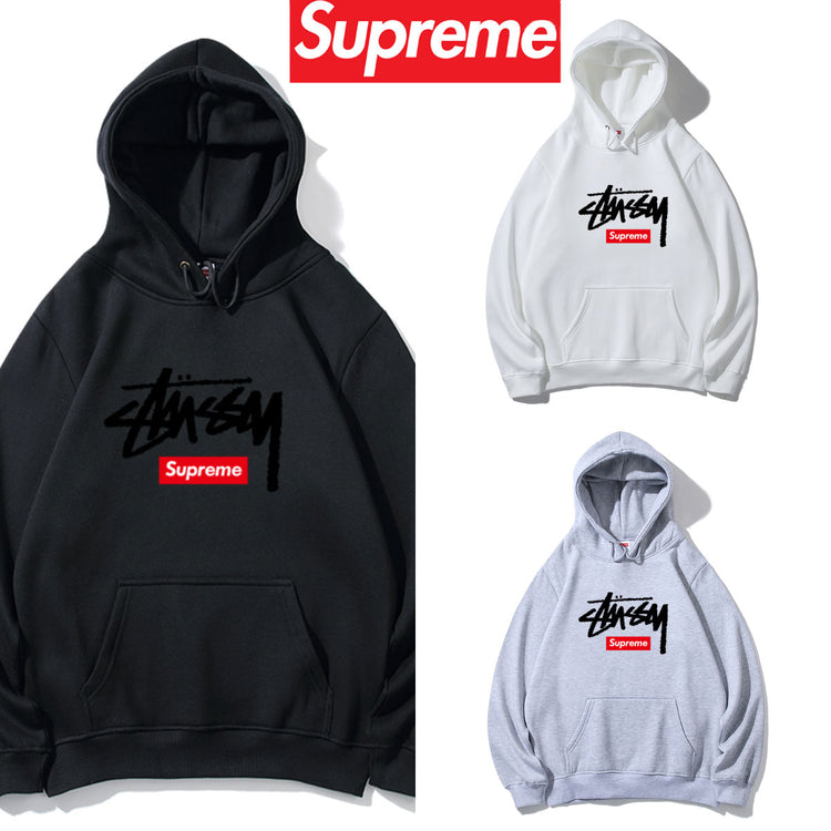 シュプリーム シンプルで洗練されたフード付きスウェットシャツ（ブラック、ホワイト、グレー）（M-XXL）
