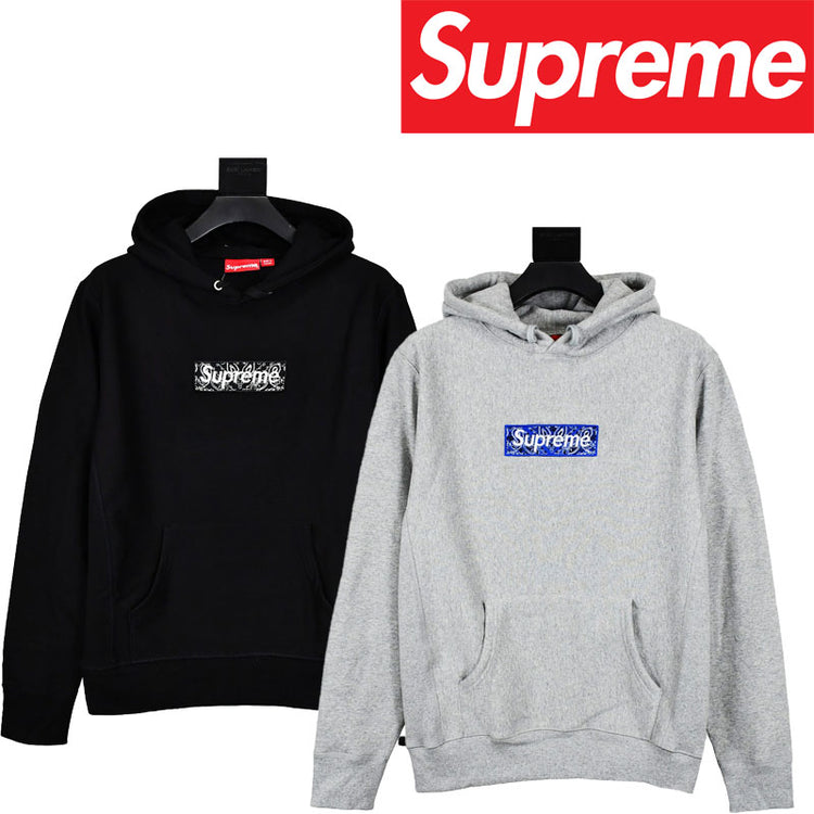 シュプリーム  FW19 Week 16 Bandana Box Logo カシューフラワー刺繍入りフード付きフリーススウェットシャツ