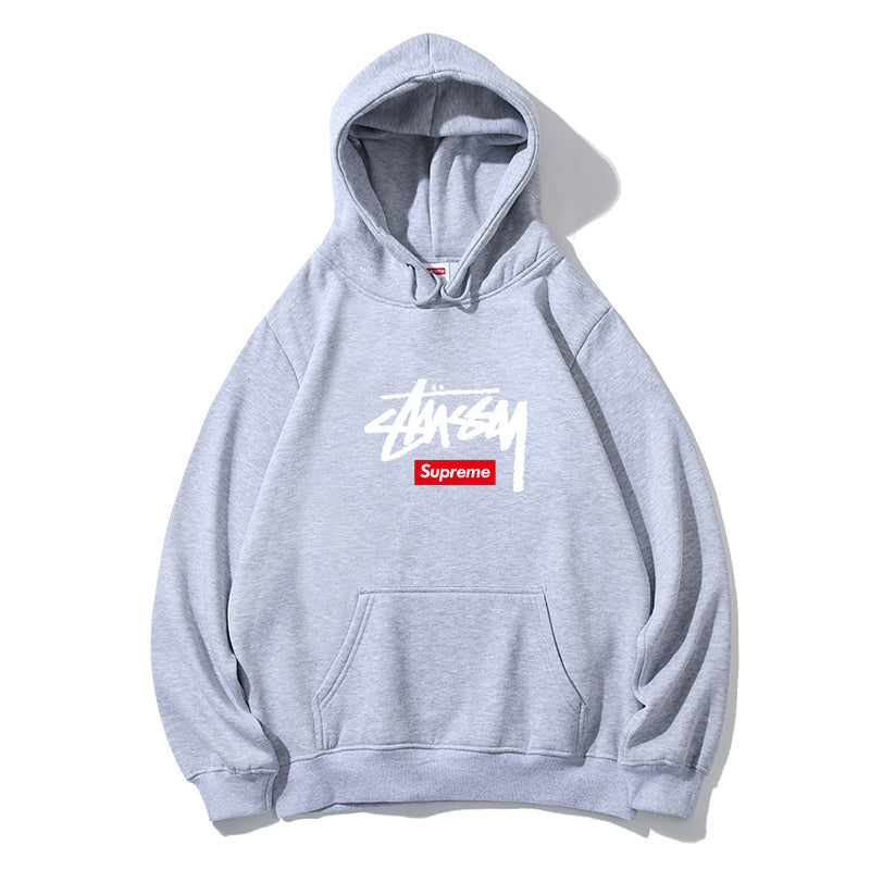 シュプリーム コラボ ステューシー プリント テリー パーカー ブラック ホワイト グレー M-XXL