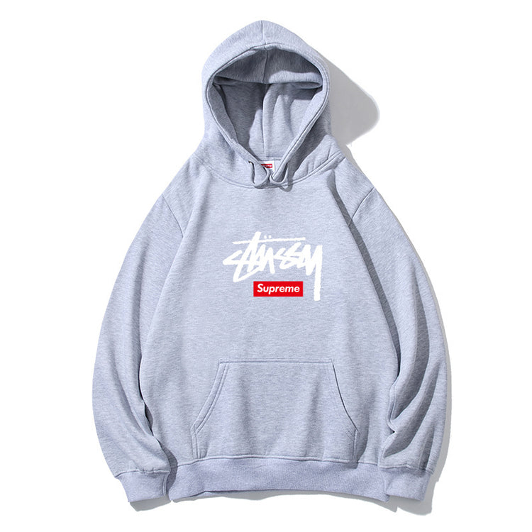 シュプリーム コラボ ステューシー プリント テリー パーカー ブラック ホワイト グレー M-XXL