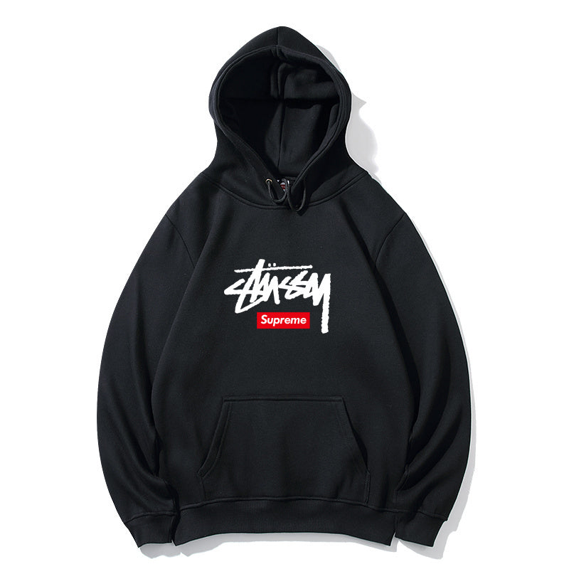 シュプリーム コラボ ステューシー プリント テリー パーカー ブラック ホワイト グレー M-XXL