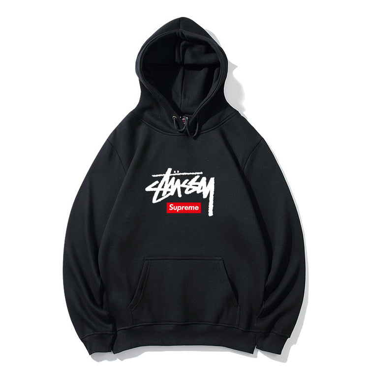 シュプリーム コラボ ステューシー プリント テリー パーカー ブラック ホワイト グレー M-XXL
