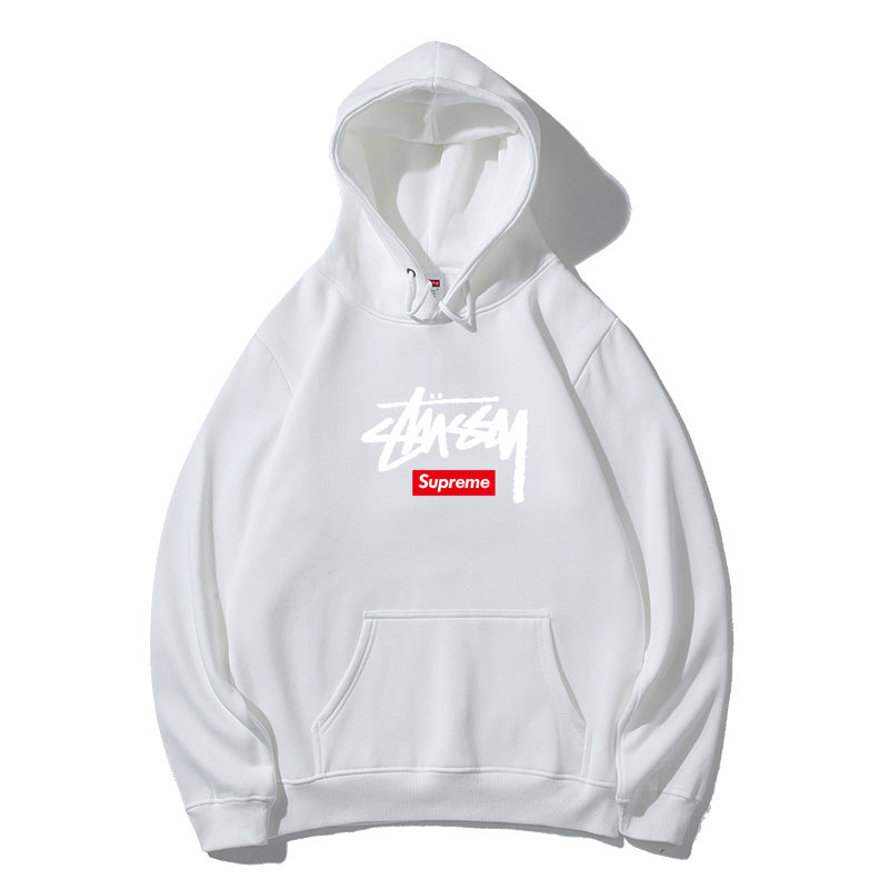 シュプリーム コラボ ステューシー プリント テリー パーカー ブラック ホワイト グレー M-XXL