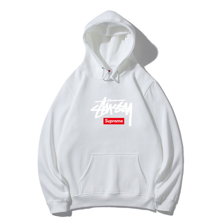 シュプリーム コラボ ステューシー プリント テリー パーカー ブラック ホワイト グレー M-XXL
