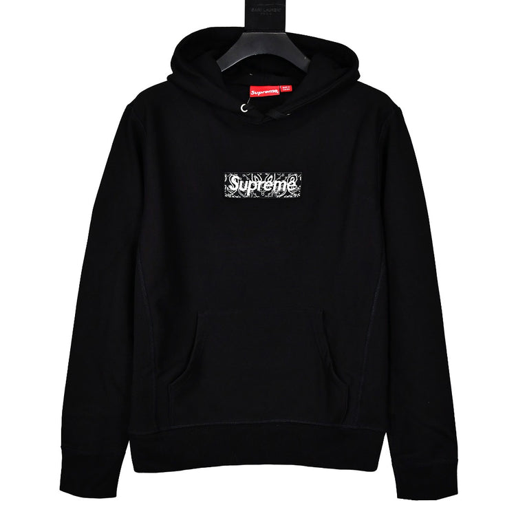 シュプリーム  FW19 Week 16 Bandana Box Logo カシューフラワー刺繍入りフード付きフリーススウェットシャツ