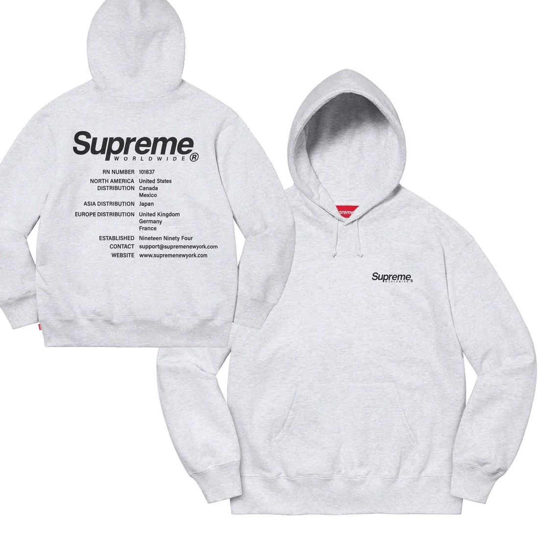 SS23 シュプリーム  WORLDWIDE HOODED SWEATSHIRT - パーカー フーディ