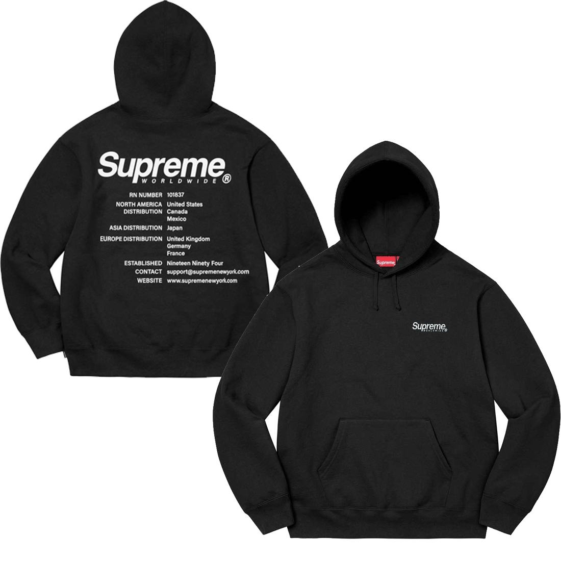 SS23 シュプリーム  WORLDWIDE HOODED SWEATSHIRT - パーカー フーディ