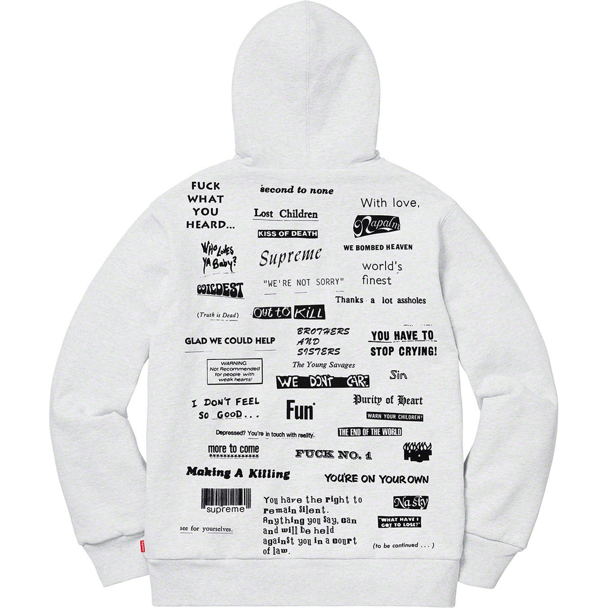 Supreme ストップクライング スウェットパーカー