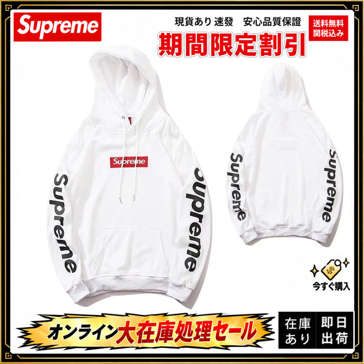 Supreme 袖ロゴ ボックスロゴ スウェットパーカー