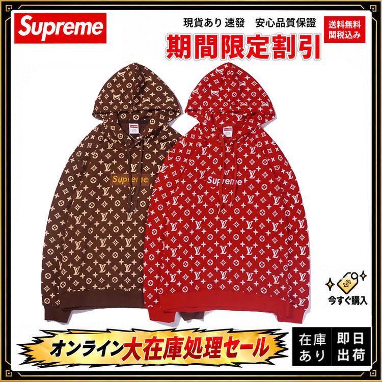 ルイヴィトン x シュプリーム  クルーネック ロンT モノグラム パーカー